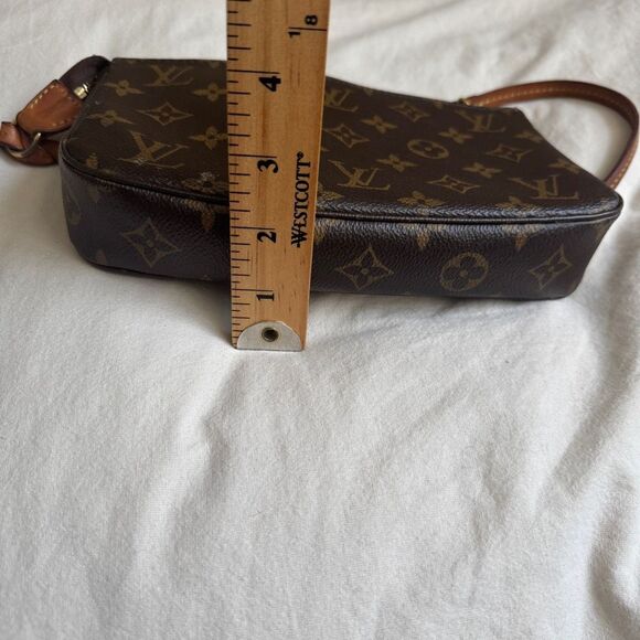 Louis Vuitton Monogram Bag Pochette Brown Authentic Pouch Clutch - Picture 10 of 10